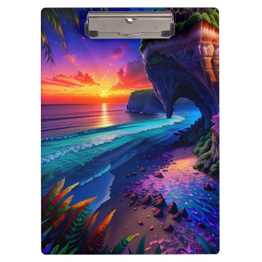Fantasy Tropical Beach Vier Klemmbrett (Vorderseite)