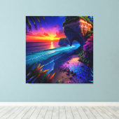 Fantasy Tropical Beach Vier Leinwanddruck (Insitu (Holzboden))