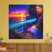 Fantasy Tropical Beach Vier Leinwanddruck (Insitu (Wohnzimmer))