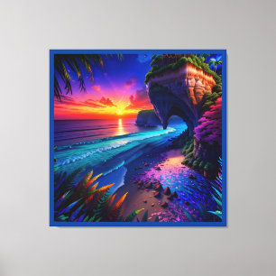 Fantasy Tropical Beach Vier Leinwanddruck