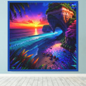 Fantasy Tropical Beach Vier Leinwanddruck (Insitu (Holzboden))