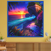 Fantasy Tropical Beach Vier Leinwanddruck (Insitu (Wohnzimmer))