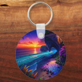Fantasy Tropical Beach Vier Schlüsselanhänger (Vorderseite)
