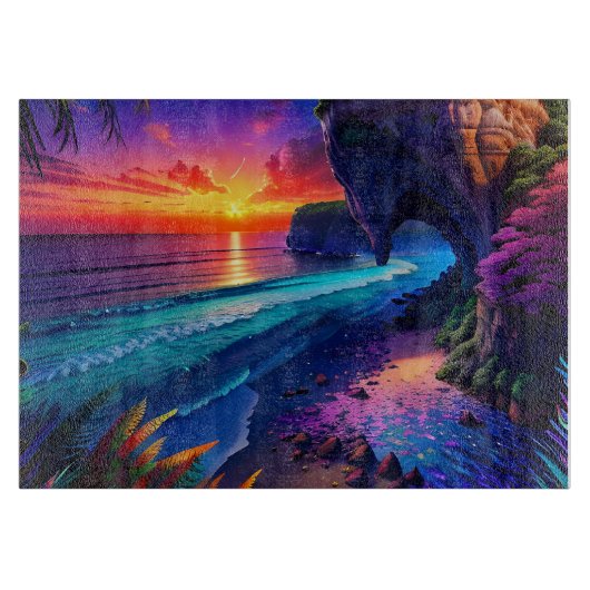 Fantasy Tropical Beach Vier Schneidebrett (Vorderseite)
