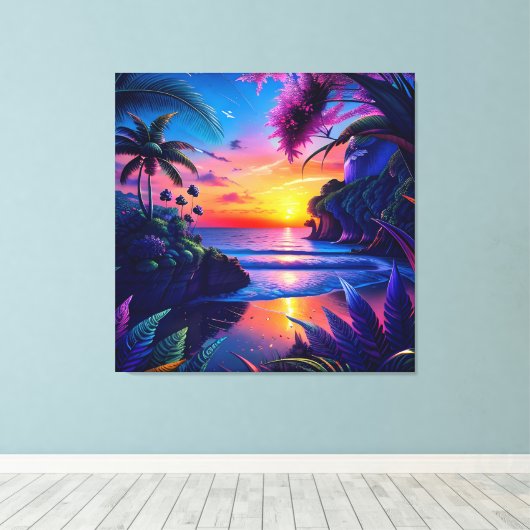 Fantasy Tropical Beach Zwei Leinwanddruck (Insitu (Holzboden))