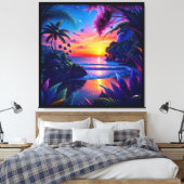 Fantasy Tropical Beach Zwei Leinwanddruck (Insitu (Schlafzimmer))