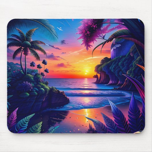 Fantasy Tropical Beach Zwei Mousepad (Vorne)