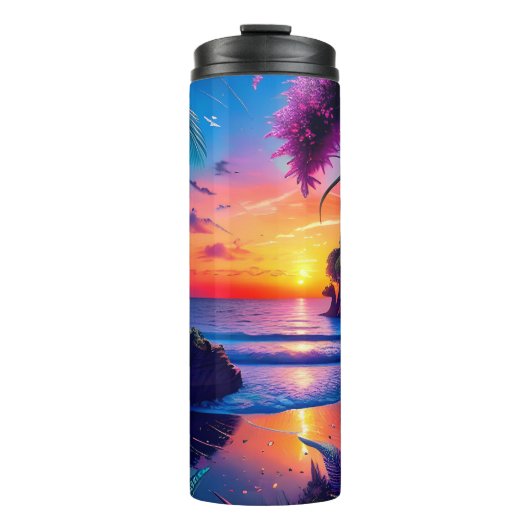 Fantasy Tropical Beach Zwei Thermosbecher (Vorderseite)
