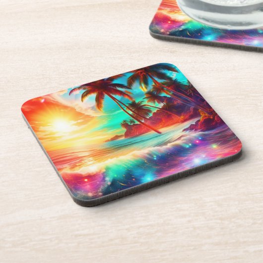 Fantasy Tropical Island Getränkeuntersetzer (Linke Seite)