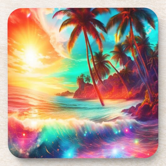 Fantasy Tropical Island Getränkeuntersetzer (Vorderseite)