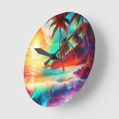 Fantasy Tropical Island Runde Wanduhr (Winkel)
