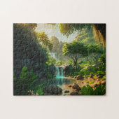 Fantasy Tropical Paradise Landschaft mit Wasserfal Puzzle (Horizontal)