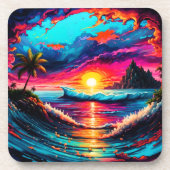 Fantasy Tropical Sunset Getränkeuntersetzer (Vorderseite)