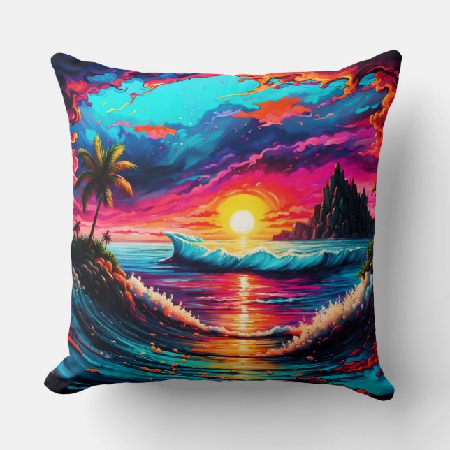 Fantasy Tropical Sunset Kissen (Vorderseite)