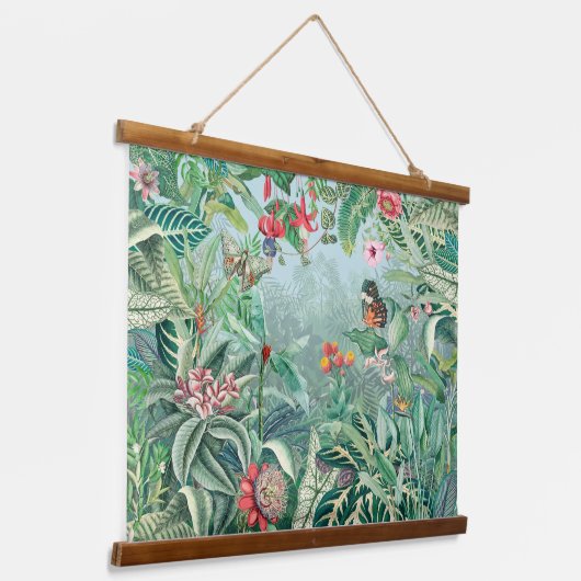Fantasy Tropics Rainforest Wandteppich Mit Holzrahmen (Gewinkelt)