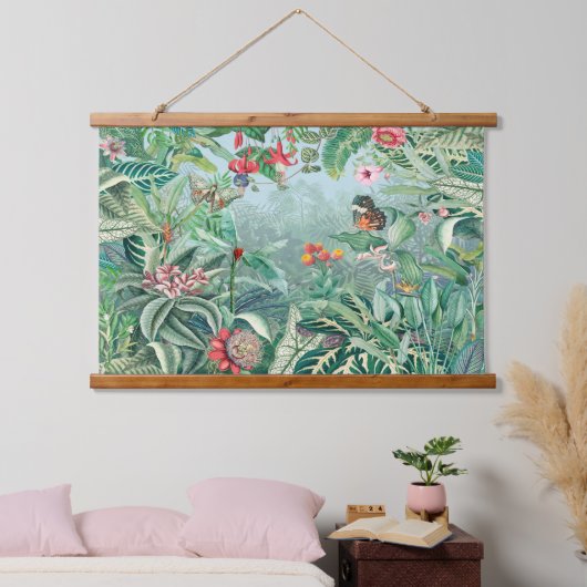 Fantasy Tropics Rainforest Wandteppich Mit Holzrahmen (Schlafzimmer)