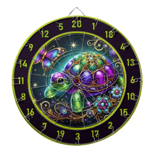 Fantasy Turtle Butterfly Rustic Lodge Dekoration Dartscheibe (vorne)