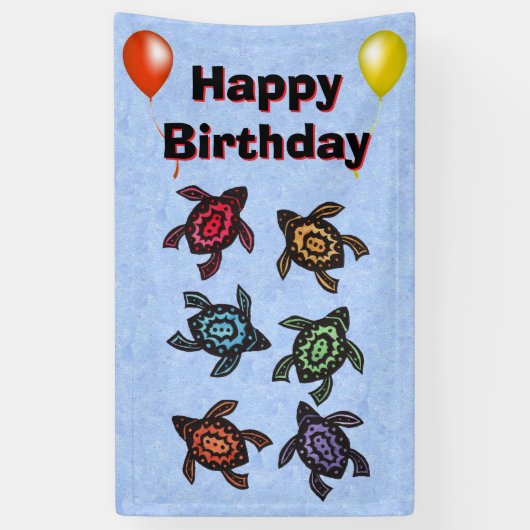 Fantasy Turtles Colored Muscheln Balloons Geburtst Banner (Vertikal)