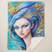 Fantasy Underwater Princess Abstrakt Ocean Waves Sherpadecke (Vorderseite)