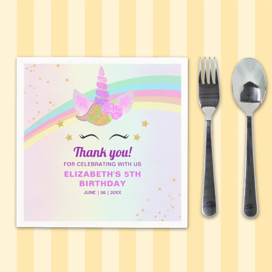 Fantasy Unicorn Birthday Girl Party Serviette