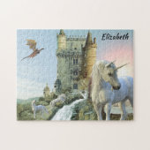 Fantasy Unicorn Castle Dragon Personalized Puzzle (Horizontal)