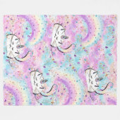 Fantasy Unicorn Cat in Cotton Candy Wolken Fleecedecke (Vorderseite (Horizontal))