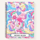 Fantasy Unicorn Cloud Kids Sketch/Praxis Custom Notizblock (Vorderseite)