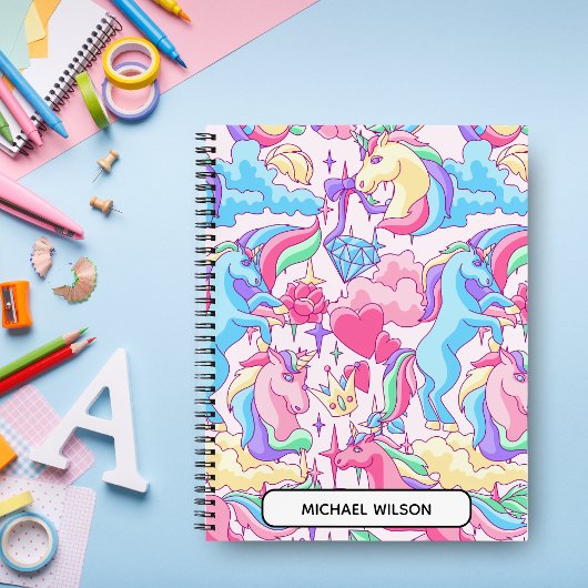 Fantasy Unicorn Cloud Kids Sketch/Praxis Custom Notizblock