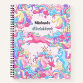Fantasy Unicorn Cloud Kids Sketchbook Dein Name Notizblock (Vorderseite)