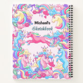 Fantasy Unicorn Cloud Kids Sketchbook Dein Name Notizblock (Rückseite)