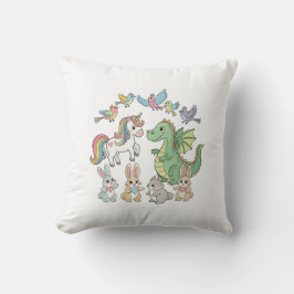 Fantasy Unicorn & Dragon Kids Pillow Kissen