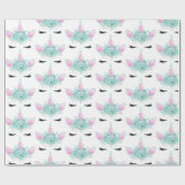 Fantasy Unicorn Gesichter gekachelte Party wickeln Geschenkpapier (Flach)