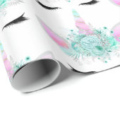 Fantasy Unicorn Gesichter gekachelte Party wickeln Geschenkpapier (Rolleneckpunkt)