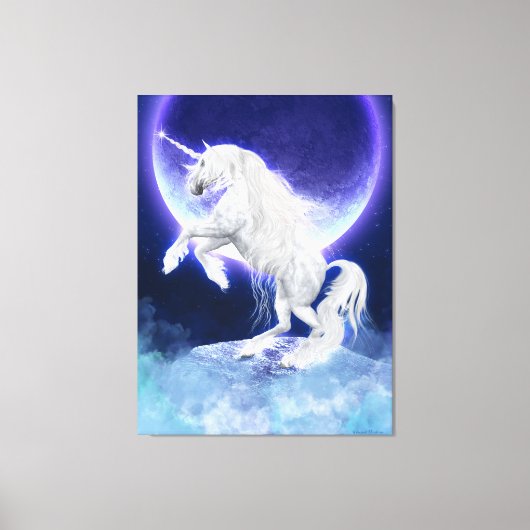 Fantasy Unicorn Hallion Lila Moon Leinwanddruck (Vorderseite)