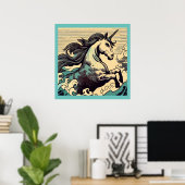 Fantasy Unicorn - Holzschnitt 3 Poster (Heimbüro)
