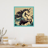 Fantasy Unicorn - Holzschnitt 3 Poster (Küche)