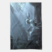 Fantasy Unicorn im Wald Geschirrtuch (Vertikal)