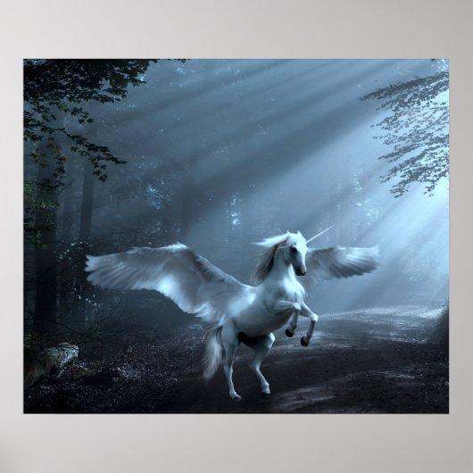 Fantasy Unicorn im Wald Poster (Vorne)