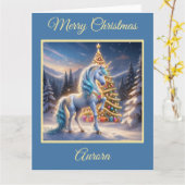 Fantasy Unicorn in einem Weihnachtswunder Wunderla Karte (Gelbe Blume)