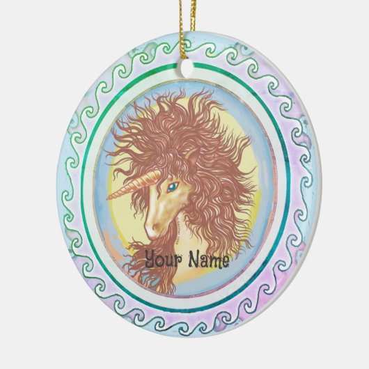 Fantasy Unicorn Keramik Ornament (Links)