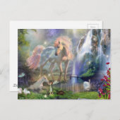 Fantasy Unicorn Mama and Baby Postkarte (Vorne/Hinten)