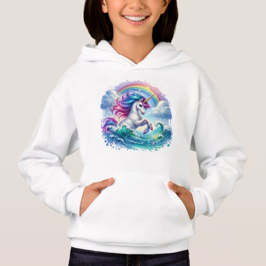 Fantasy Unicorn mit Regenbogen Hoodie (Vorderseite)