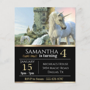 Fantasy Unicorn Mittelalterliches Schloss Metallic