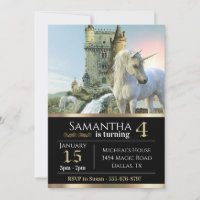 Fantasy Unicorn Mittelalterliches Schloss Metallic