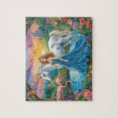 Fantasy Unicorn Princess Castle Flamingo Art Puzzle (Vertikal)