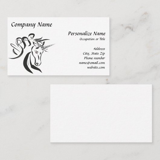 Fantasy Unicorn Sketch Zeichnend Kunstwerk Visitenkarte (Vorne/Hinten)