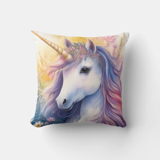 Fantasy Unicorn Throw Kissen (Vorderseite)