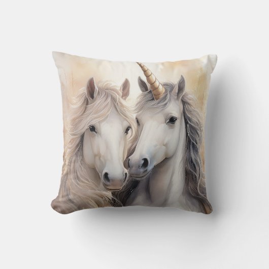 Fantasy Unicorn Throw Kissen (Vorderseite)