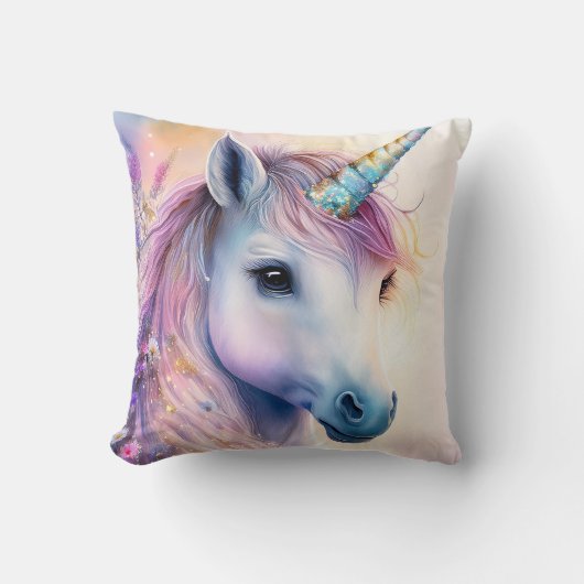 Fantasy Unicorn Throw Kissen (Vorderseite)
