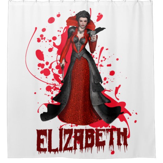 Fantasy Vampire Blood Countess in White Background Duschvorhang (Vorderseite)